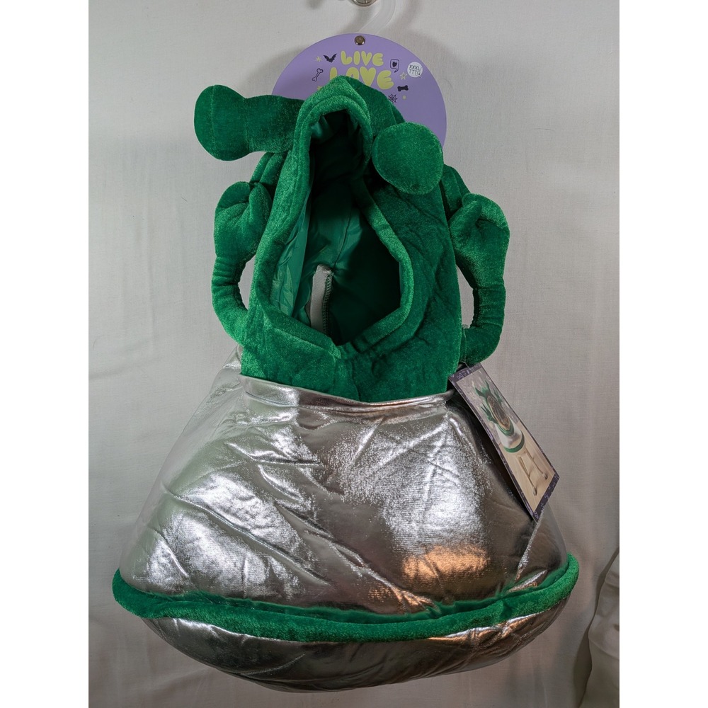 Live Love Bark Alien UFO Pet Costume Green Silver Halloween XXL XXXL XL
